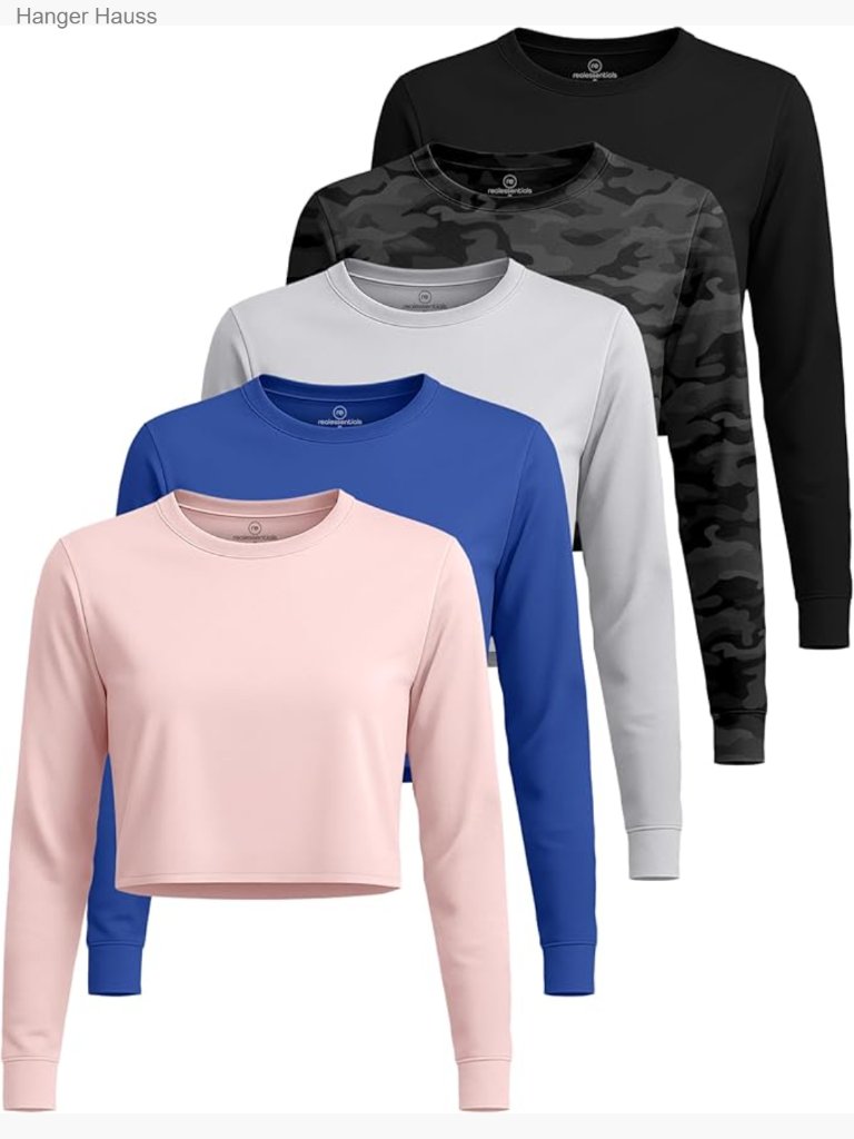 Women's Dry-Fit Long Sleeve Crop Top - Athletic Workout Shirt - Plus Size